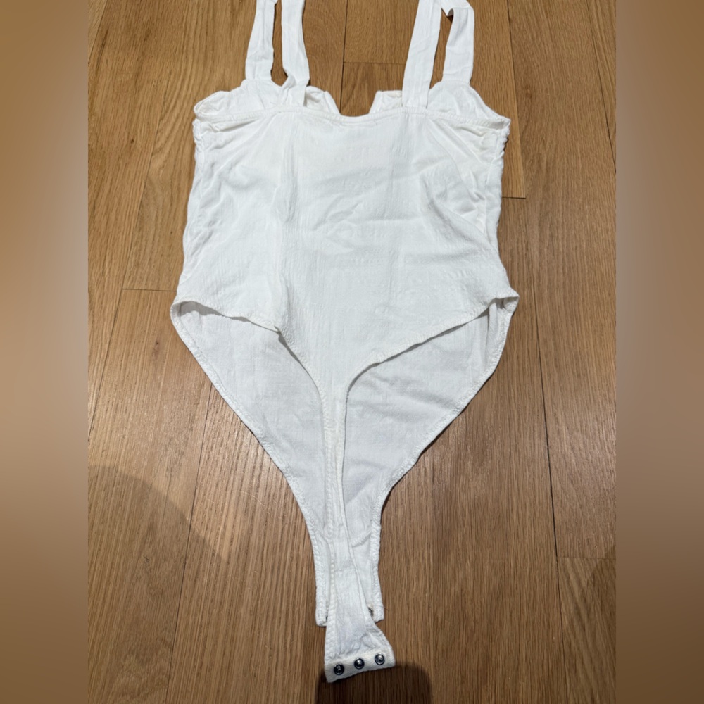Free People Intimately White Cotton Thong Bodysuit, Size M - Picture 7 of 8